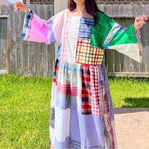 Handmade Quilted Patchwork Plaid Dress SKU 07287